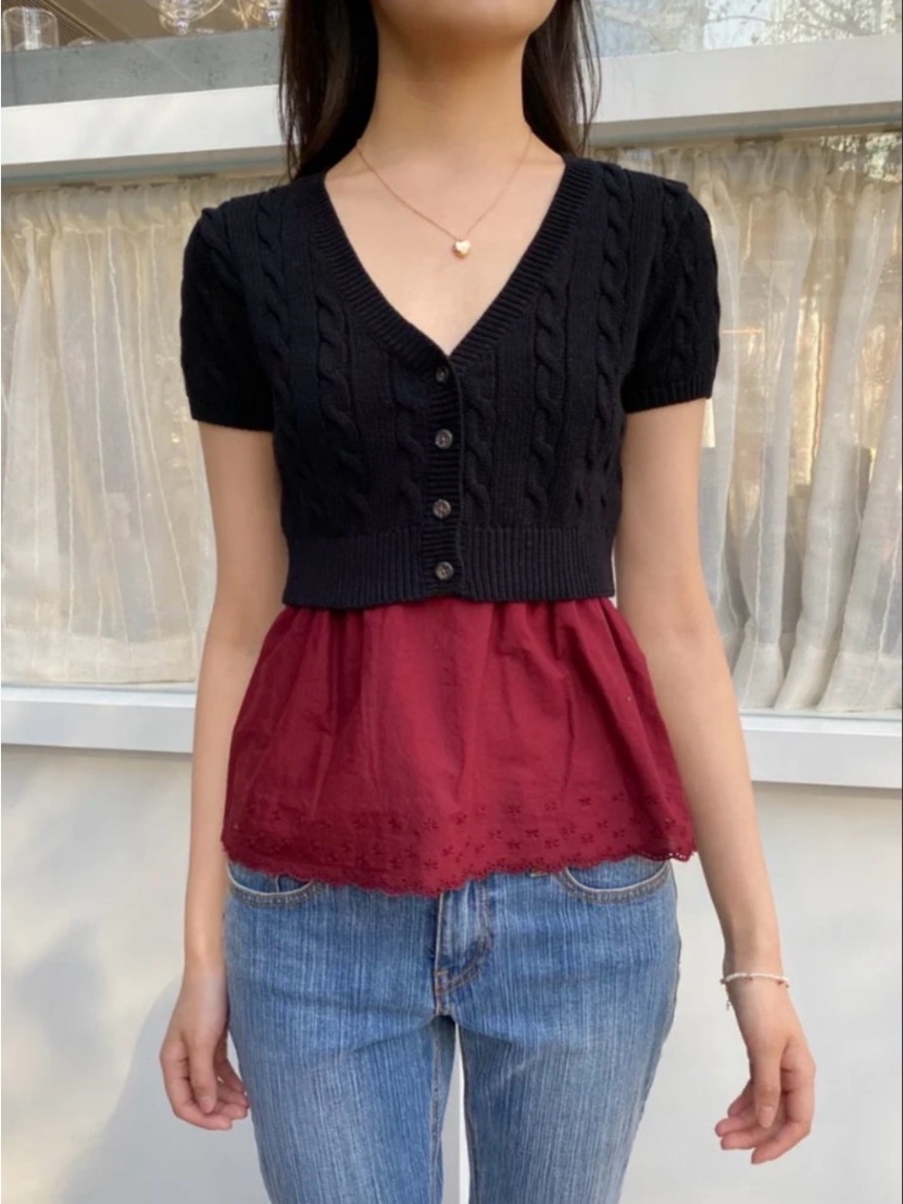 Brandy Melville Navy Blue Cropped Cardigan